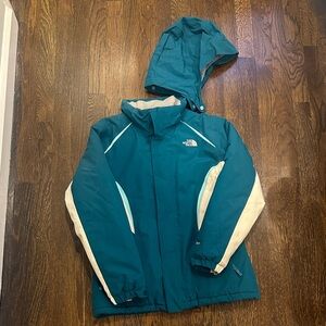 Kids NorthFace Teal and White Jacket